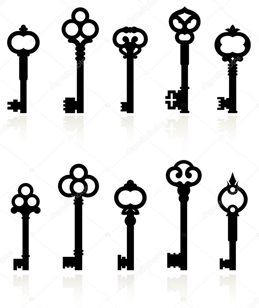 Download Antique keys collection — Stock Vector © iconspro #6030683