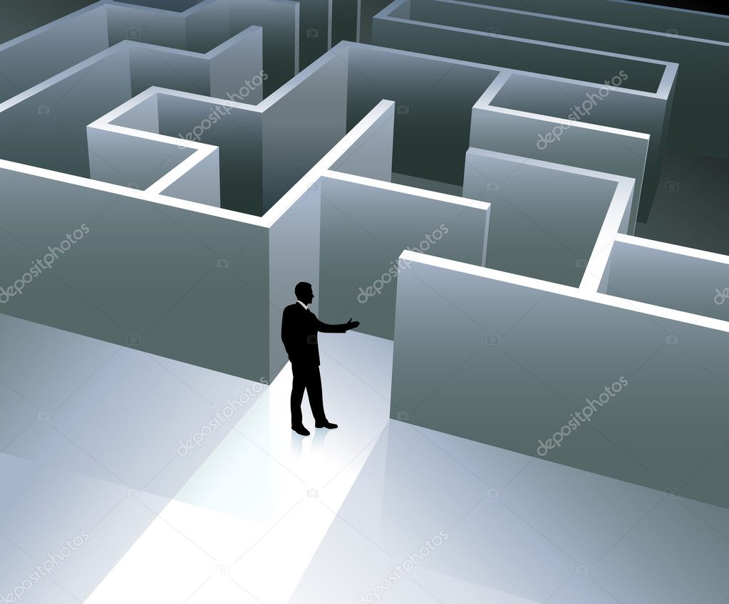 Businessman internet background with maze