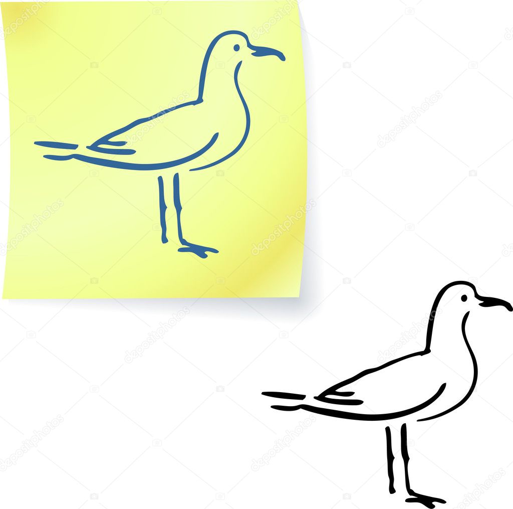 seagull on post it notes