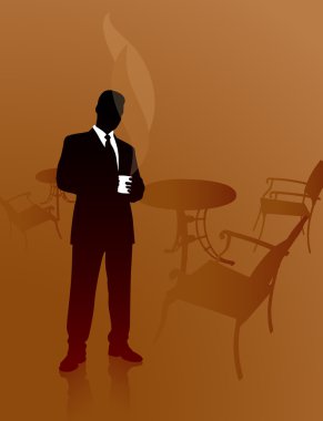 Business man on a coffee break clipart