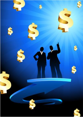 Business of profits background with two clipart