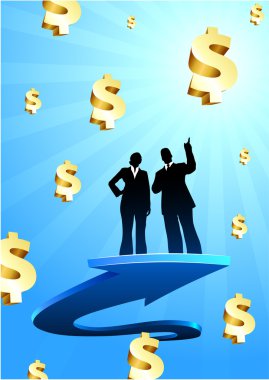 Business of profits background with two clipart