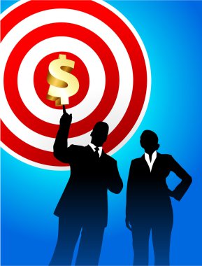 Target profits background with business executives clipart