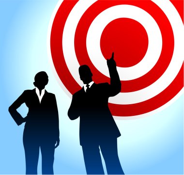 Bull's eye target background with business executives clipart