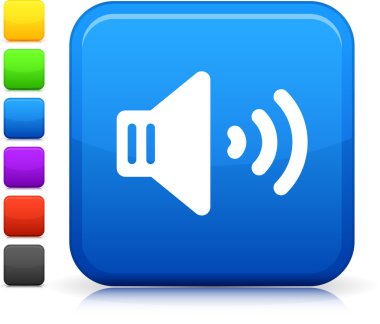 sound speaker icon on square internet button clipart