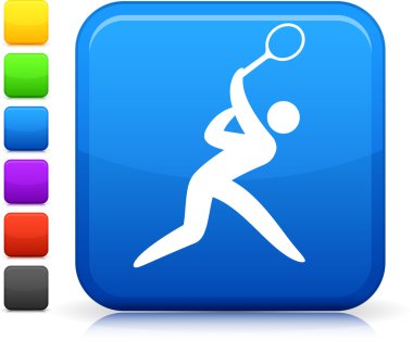 tennis icon on square internet button clipart