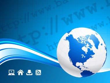 Business Globe on blue background clipart