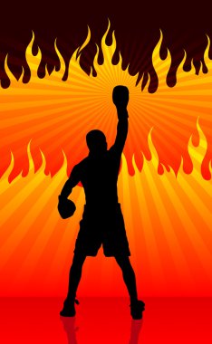 boxer championship on internet fire background clipart