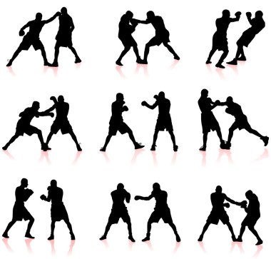 boxing silhouette collection background clipart