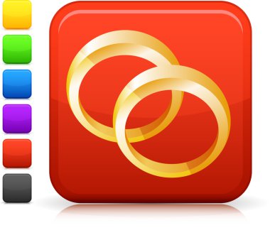 wedding bands icon on square internet button clipart