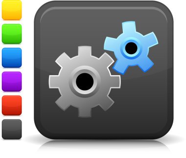 work gears icon on square internet button clipart