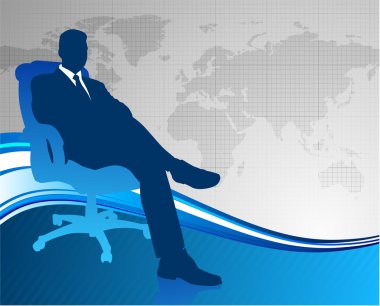 Business executive on global communication background clipart