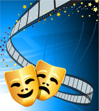 Comedy and tragedy theater masks background clipart