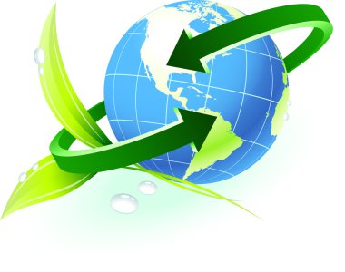 Globe with arrow with nature background clipart