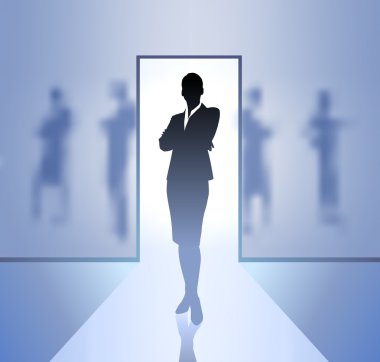 Young business woman silhouettes clipart