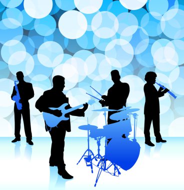 live music band on lens flare internet background clipart