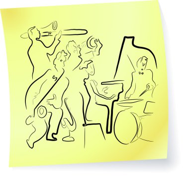 Live Jazz & Blues on a post-it note clipart