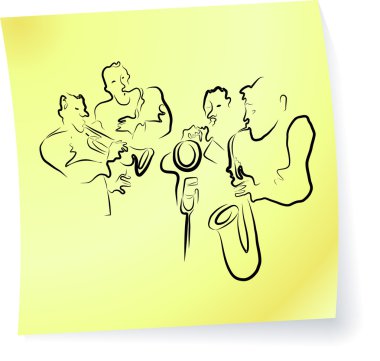 Live Jazz & Blues on a post-it note clipart