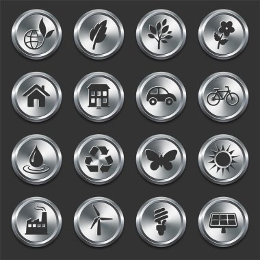 Environment Icons on Metal Internet Buttons clipart