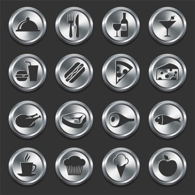 Food Icons on Metal Internet Buttons clipart