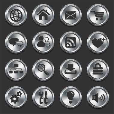 Internet Icons on Metal Buttons clipart