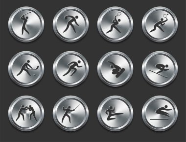 Sport Athletes Icons on Metal Internet Buttons clipart