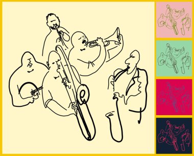 Live Jazz & Blues Band playing saxaphone and trumpet clipart