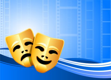 Comedy and tragedy theater masks background clipart