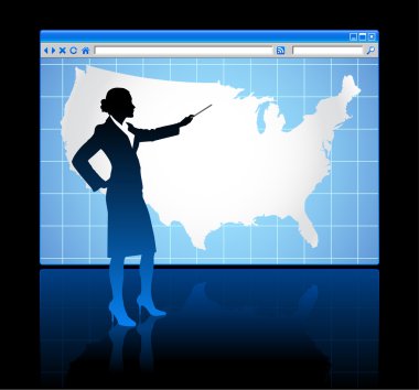 Web browser internet concept with US map clipart