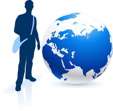 Traveler with Globe clipart