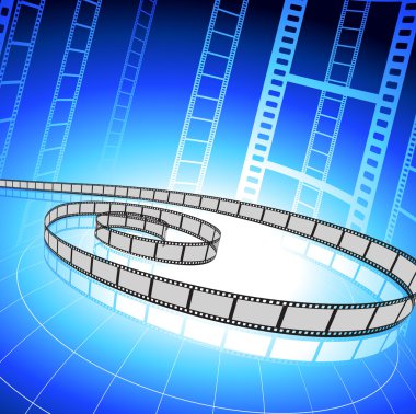 Film strip on blue background clipart