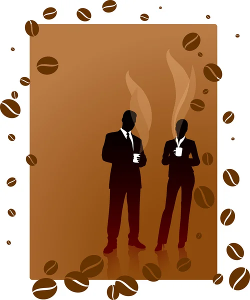 Business team on a coffee break background — Stock Vector