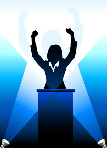 Business-politiska talare silhuett bakom ett podium — Stock vektor