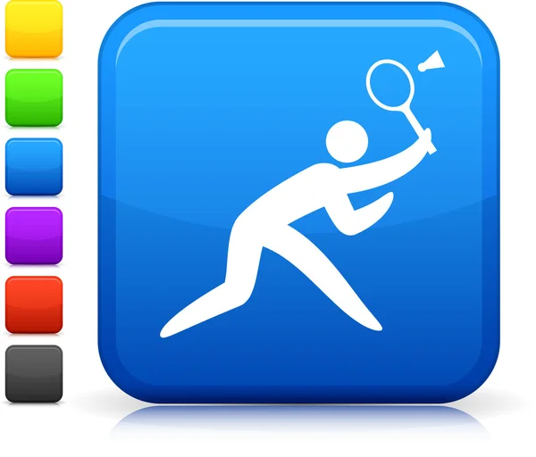 Badminton icon on square internet button — Stock Vector
