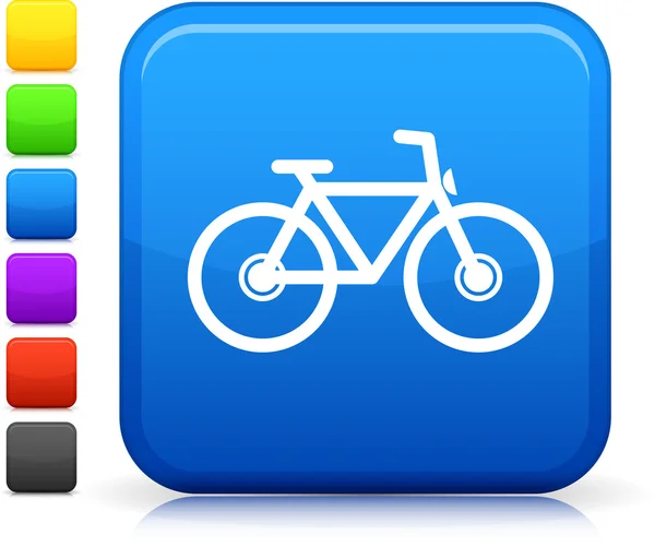 Ícone de bicicleta no botão quadrado da internet —  Vetores de Stock