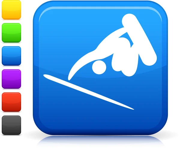 Skate boarding icon on square internet button — Stock Vector