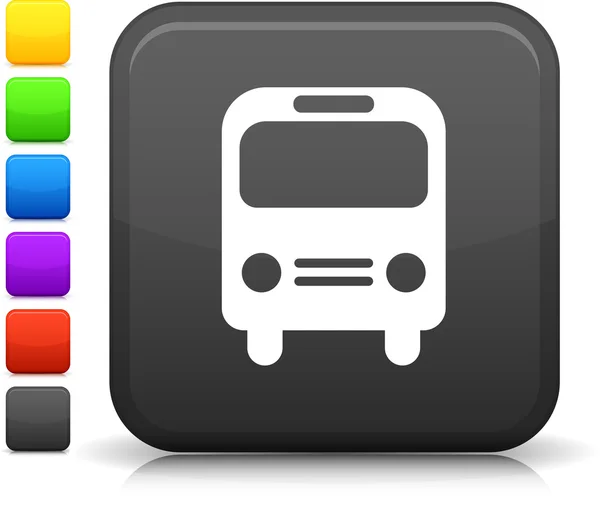 Autobus ikona na čtvercové tlačítko internet — Stockový vektor