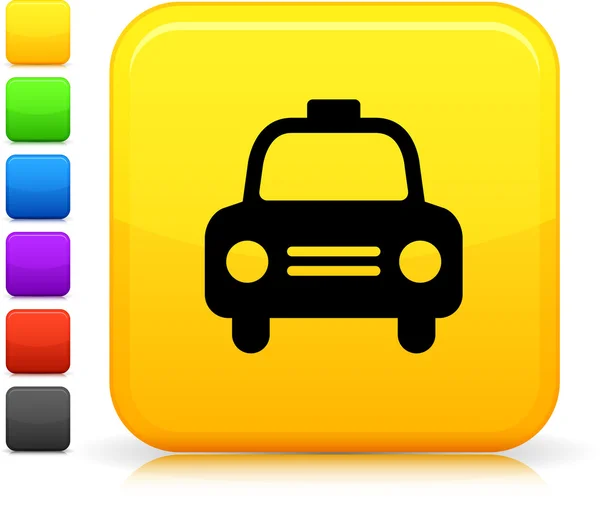 Ikona kabiny taksówką na placu internet przycisk — Wektor stockowy