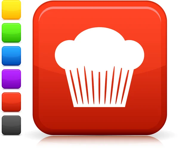 Icono de cupcake en el botón cuadrado de Internet — Vector de stock