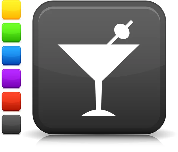 Ícone martini no botão quadrado internet — Vetor de Stock
