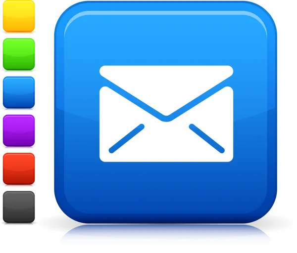 Icono de correo en el botón cuadrado de Internet — Vector de stock