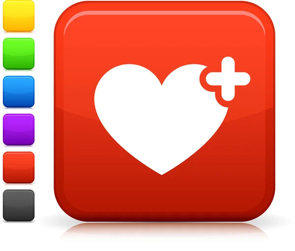 Favorite heart icon on square internet button — Stock Vector