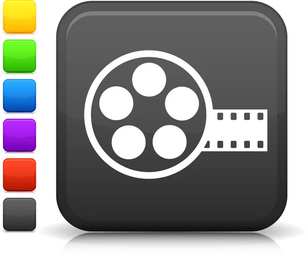 Ícone recipiente de filme no botão quadrado internet — Vetor de Stock