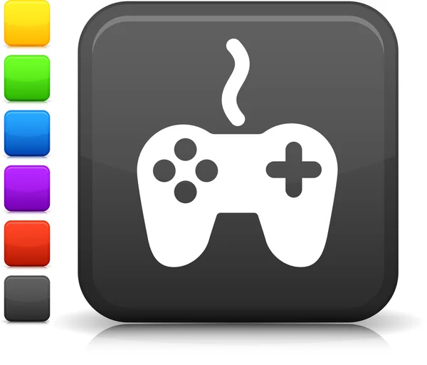 Ícone controlador de vídeo game no botão quadrado da internet — Vetor de Stock