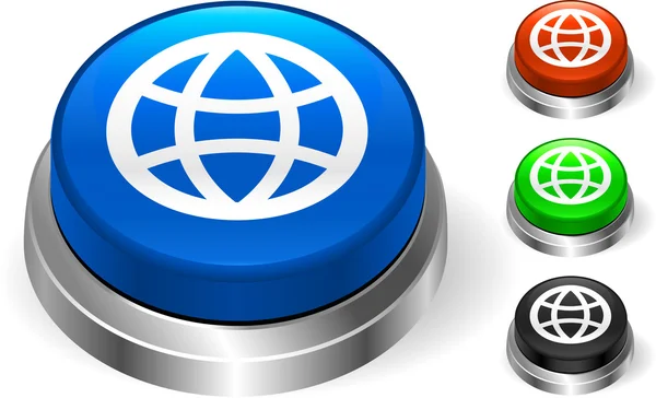 Globe Icon on Internet Button — Stock Vector