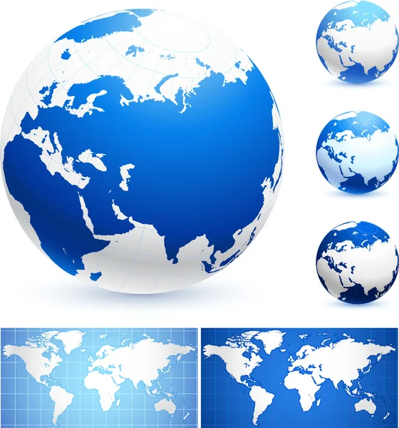地球儀と世界地図 — ストックベクタ