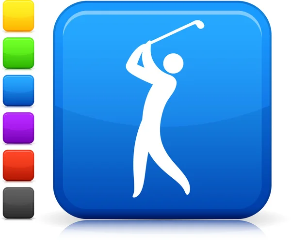 Golf icon on square internet button — Stock Vector