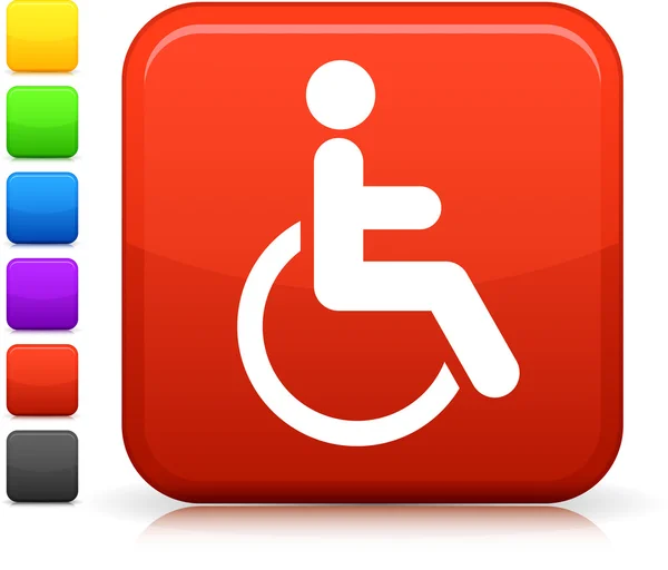 Wheelchair icon on square internet button — Stock Vector