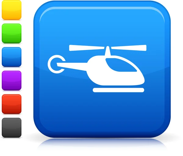 Helicopter icon on square internet button — Stock Vector
