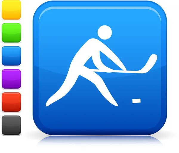 Icône de hockey sur bouton internet carré — Image vectorielle